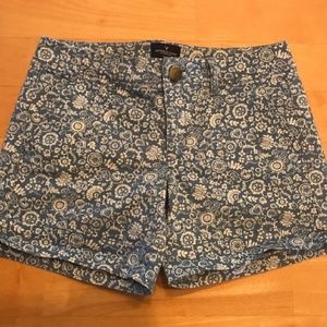 American Eagle Blue & White Pattern Stretch Shorts